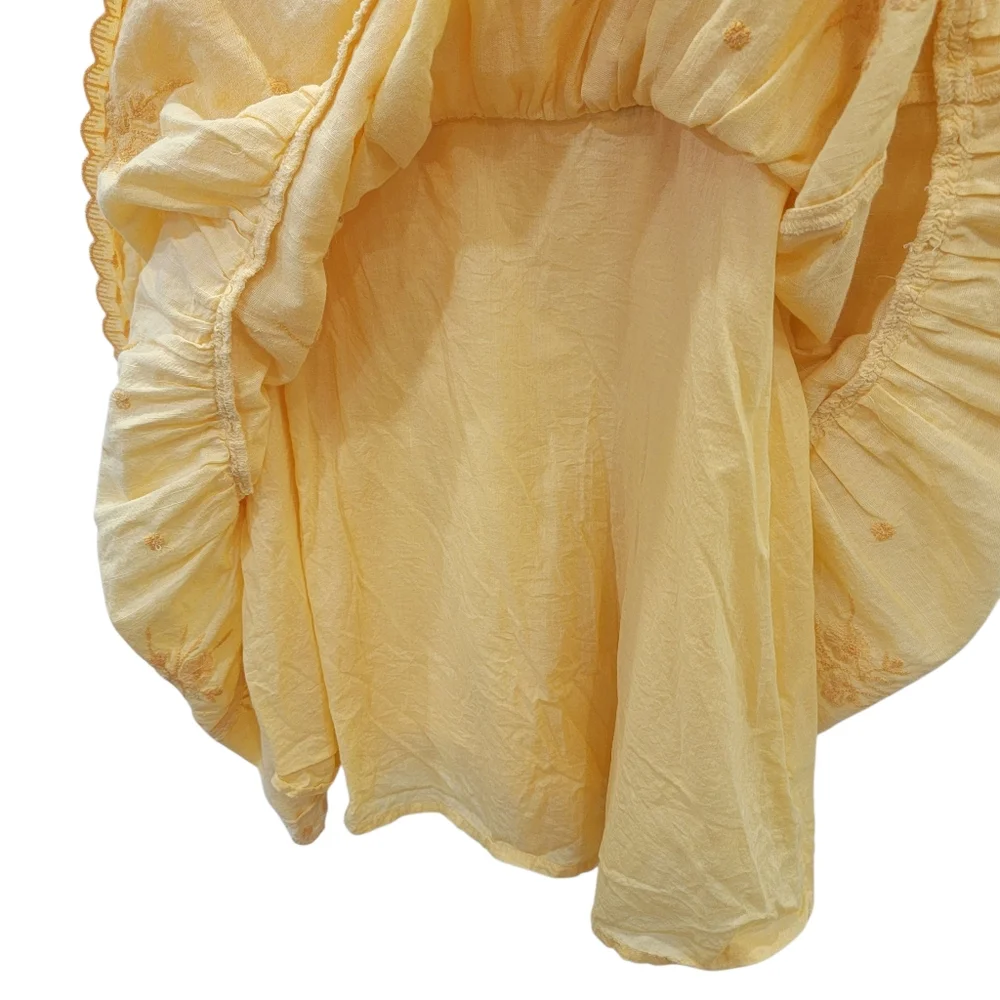 Urban Outfitters Hanna Embroidered Mini Dress Yellow Babydoll Sundress Women’s M - Picture 10 of 17